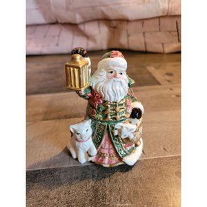Fitz and floyd santa cat bunny lantern salt pepper shaker xmas decor